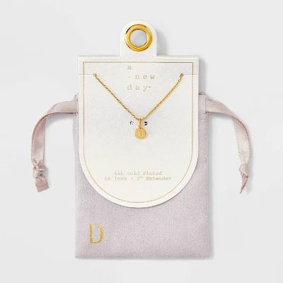 14K Gold Plated Round Initial Pendant Necklace - A New Day™ 9 14K Gold Plated Round Initial Pendant Necklace - A New Day™ - Image 7