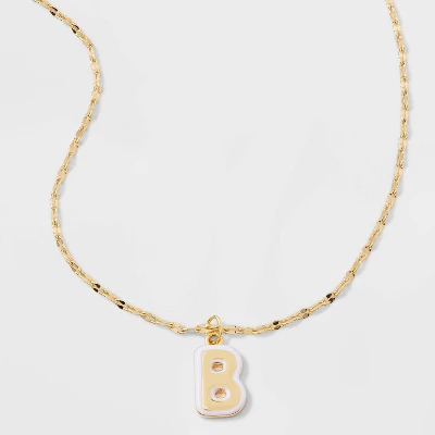 14K Gold Dipped Enamel Initial Pendant Necklace - A New Day™ Gold/White 7 14K Gold Dipped Enamel Initial Pendant Necklace - A New Day™ Gold/White - Image 5