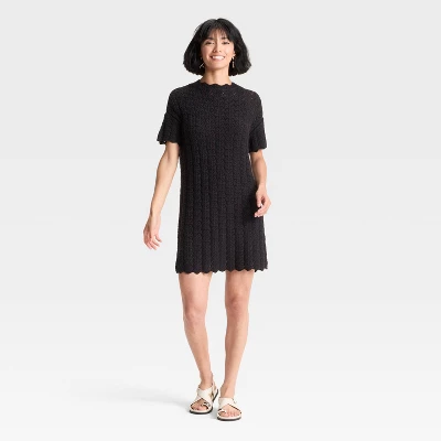 Women's Short Sleeve Pointelle Mini Sweater Dress - A New Day™ 4 Women's Short Sleeve Pointelle Mini Sweater Dress - A New Day™ - Image 2
