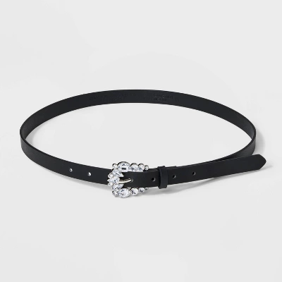 Women's Gemstone Skinny Belt - A New Day™ Black 3 Women's Gemstone Skinny Belt - A New Day™ Black