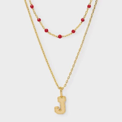 14K Gold Dipped Beaded Initial Necklace Set 2pc - A New Day™ Gold/Marron 15 14K Gold Dipped Beaded Initial Necklace Set 2pc - A New Day™ Gold/Marron - Image 13
