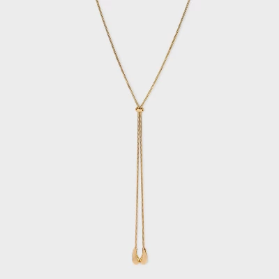 Teardrop Bean Adjustable Necklace - A New Day™ Gold: Lobster Claw Clasp, Nickel-Free Metal, 32" Length 6 Teardrop Bean Adjustable Necklace - A New Day™ Gold: Lobster Claw Clasp, Nickel-Free Metal, 32" Length - Image 4