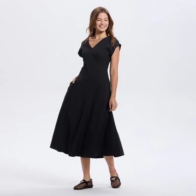 Women's Short Sleeve V-Neck Midi A-Line Dress - A New Day™ 4 Women's Short Sleeve V-Neck Midi A-Line Dress - A New Day™ - Image 2