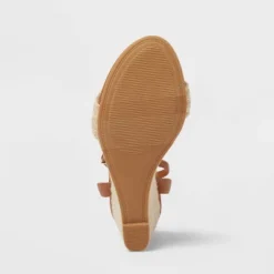 Women's Tish Single Band Ankle Strap Wedge Heels With Memory Foam Insole - A New Day™ Tan -A New Day™ GUEST e0140052 9223 41af 887a 9b4c473ccf32