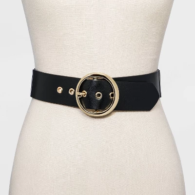 Women's Round Stretch Buckle Belt - A New Day™ Black 3 Women's Round Stretch Buckle Belt - A New Day™ Black