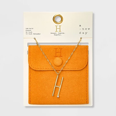 Gold Dipped Scattered Cubic Zirconia Initial Pendant Necklace - A New Day™ Gold 13 Gold Dipped Scattered Cubic Zirconia Initial Pendant Necklace - A New Day™ Gold - Image 11