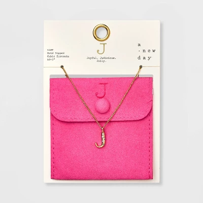 Gold Dipped Cubic Zirconia Initial Pendant Necklace - A New Day™ Gold 15 Gold Dipped Cubic Zirconia Initial Pendant Necklace - A New Day™ Gold - Image 13