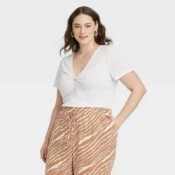 Women's Short Sleeve V-Neck Linen T-Shirt - A New Day™ -A New Day™ GUEST e8bd405a dc5e 4712 b040 ed7311742a78