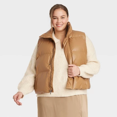 Women's Faux Leather Puffer Vest - A New Day™ 5 Women's Faux Leather Puffer Vest - A New Day™ - Image 3