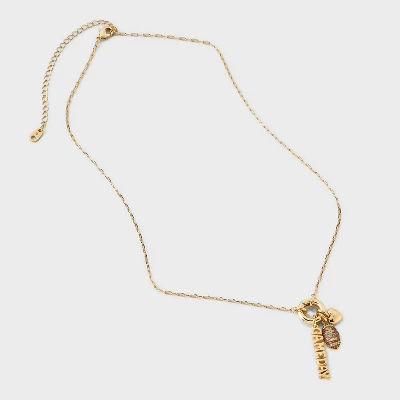 14K Gold Dipped Cubic Zirconia Football Heart And Gameday Charm Necklace - A New Day™ Gold 3 14K Gold Dipped Cubic Zirconia Football Heart And Gameday Charm Necklace - A New Day™ Gold