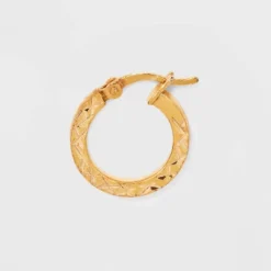 14K Gold Plated Click Top Duo Hoop Earring Set 2pc - A New Day™ Gold