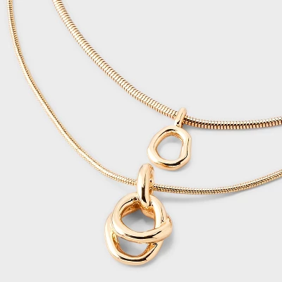 Interlock Circle Pendant Multi-Strand Necklace - A New Day™ Gold: Nickel-Free Metal, Lobster Claw Clasp 5 Interlock Circle Pendant Multi-Strand Necklace - A New Day™ Gold: Nickel-Free Metal, Lobster Claw Clasp - Image 3