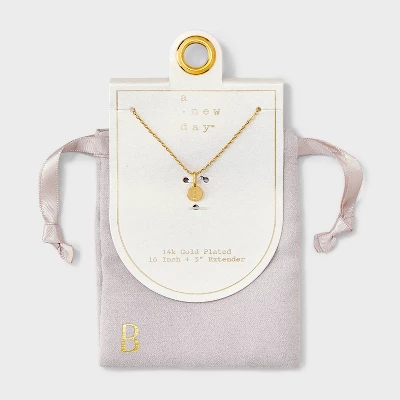 14K Gold Plated Round Initial Pendant Necklace - A New Day™ 7 14K Gold Plated Round Initial Pendant Necklace - A New Day™ - Image 5