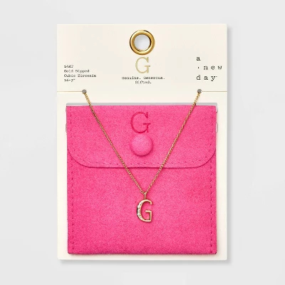 Gold Dipped Cubic Zirconia Initial Pendant Necklace - A New Day™ Gold 12 Gold Dipped Cubic Zirconia Initial Pendant Necklace - A New Day™ Gold - Image 10