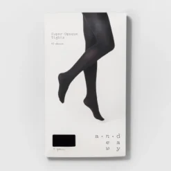 Women's 80D Super Opaque Tights - A New Day Black