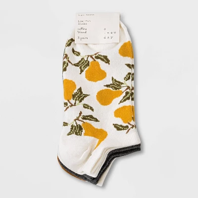 Women's Pear 3pk Low Cut Socks - A New Day™ 4-10: Botanical Knit, Tagless Design 3 Women's Pear 3pk Low Cut Socks - A New Day™ 4-10: Botanical Knit, Tagless Design