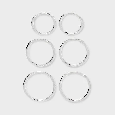 Endless Hoop Earring Set 3pc - A New Day™ Silver 5 Endless Hoop Earring Set 3pc - A New Day™ Silver - Image 3