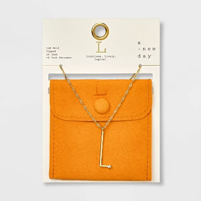 Gold Dipped Scattered Cubic Zirconia Initial Pendant Necklace - A New Day™ Gold 17 Gold Dipped Scattered Cubic Zirconia Initial Pendant Necklace - A New Day™ Gold - Image 15