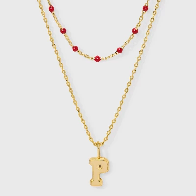 14K Gold Dipped Beaded Initial Necklace Set 2pc - A New Day™ Gold/Marron 21 14K Gold Dipped Beaded Initial Necklace Set 2pc - A New Day™ Gold/Marron - Image 19