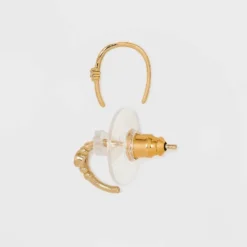 A New Day™ 49 14K Gold Plated Beaded Hoop Cubic Zirconia Earring Set 2pc - A New Day™