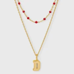 14K Gold Dipped Beaded Initial Necklace Set 2pc - A New Day™ Gold/Marron 28 14K Gold Dipped Beaded Initial Necklace Set 2pc - A New Day™ Gold/Marron -A New Day™ GUEST fa62a7b4 5167 4b43 9439 3580f3fd1da1