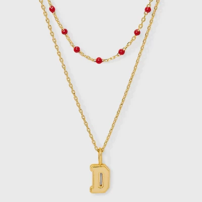 14K Gold Dipped Beaded Initial Necklace Set 2pc - A New Day™ Gold/Marron 9 14K Gold Dipped Beaded Initial Necklace Set 2pc - A New Day™ Gold/Marron - Image 7