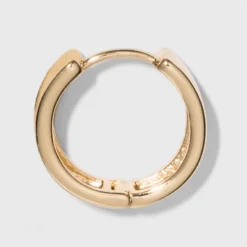 Medium Huggie Hoop Earrings - A New Day™ Gold: Clip-In Clasp, Brass, Nickel-Free, 0.59" Diameter, Single Pair