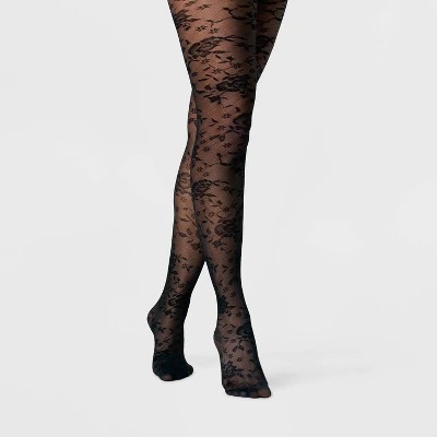 Women's Rose Floral Mesh Tights - A New Day™ Black 4 Women's Rose Floral Mesh Tights - A New Day™ Black - Image 2